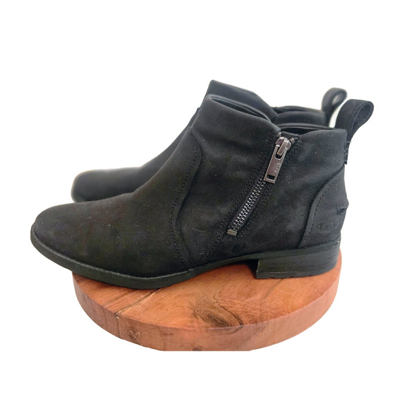 UGG Aureo II Waterproof Suede Side Zip Ankle Boot Black Size 8 - Picture 3 of 9
